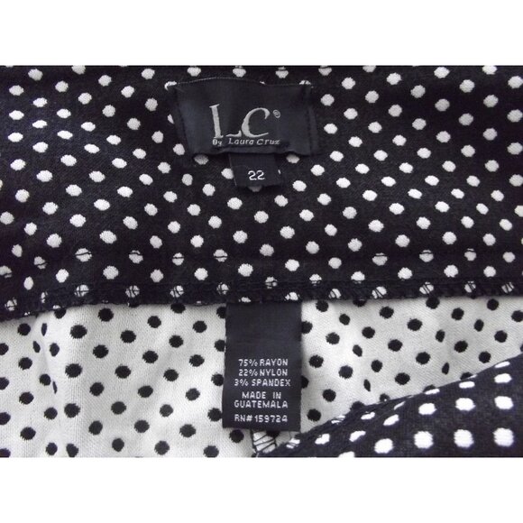 LC Laura Cruz Capri Pants Womens Size 22 black white polkadot Pull On high rise - Picture 3 of 7
